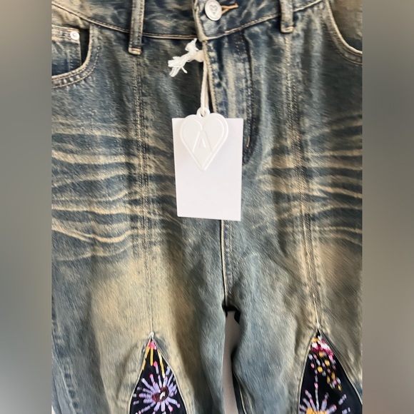 NWT AELFRIC EDEN FIREWORK BEADWORK BAGGY JEANS, size 34 - Picture 5 of 5